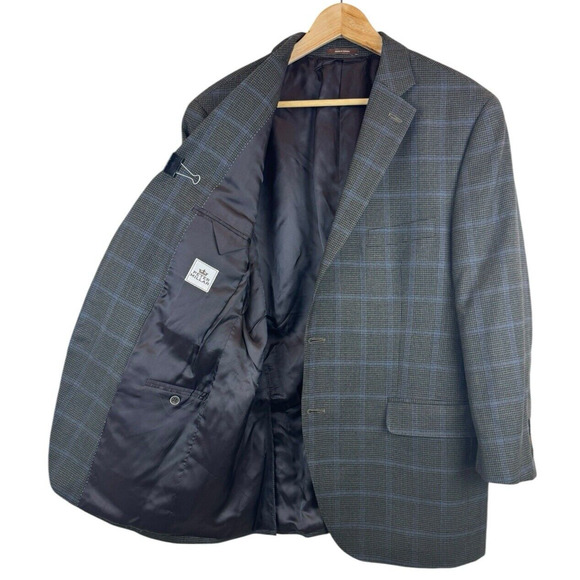 Peter Millar Men's Window Pane 100% Wool Sport Coat Blazer Size 44R Suit Jacket